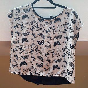 Divided by H&M Black Butterfly Top, size 6